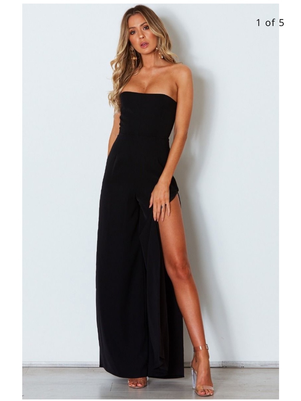 White Fox Boutique Dare to Be Strapless Wide-Leg Jumpsuit